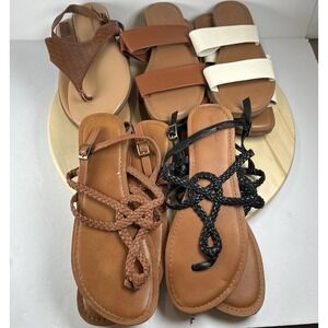 Lot‎ Of 5 Universal Thread Time And Tru Womens Sandals Sz 9/9.5 Slides Braided